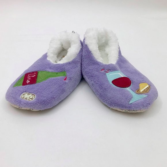 NWT Snoozies Women's Vino Non Skid Slippers Medium 7/8 Blue - Picture 2 of 6